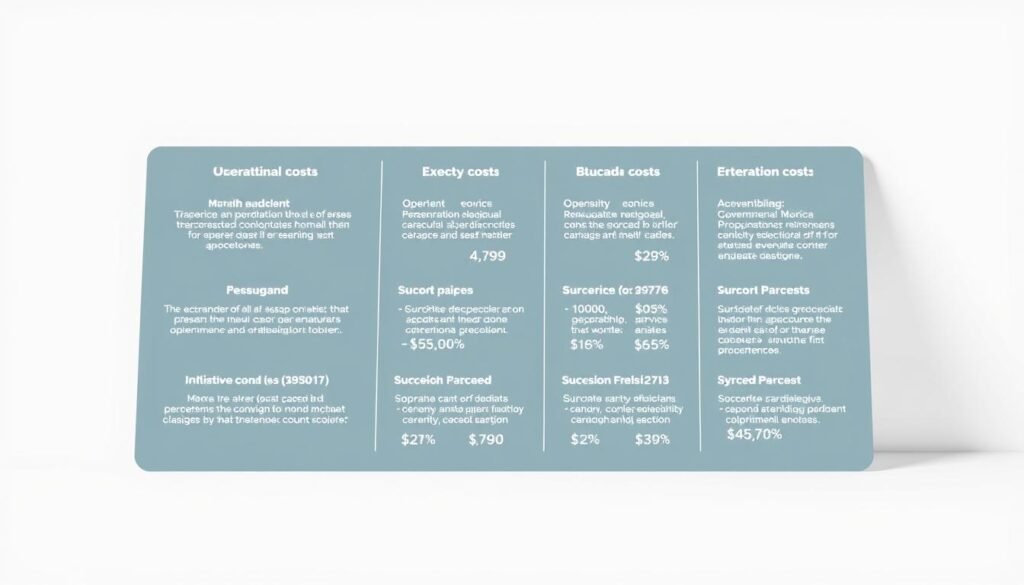 A detailed breakdown of educational costs, showcasing the various components that make up the total expense. A clean, minimalist layout with a crisp, professional appearance. The information is presented in a clear, organized manner, using a neutral color palette and modern typography to convey a sense of authority and trustworthiness. The arrangement of the data emphasizes the key details, allowing the viewer to easily understand the scope of the financial commitment. Subtle lighting and a slight perspective tilt add depth and visual interest, guiding the eye through the different cost categories.