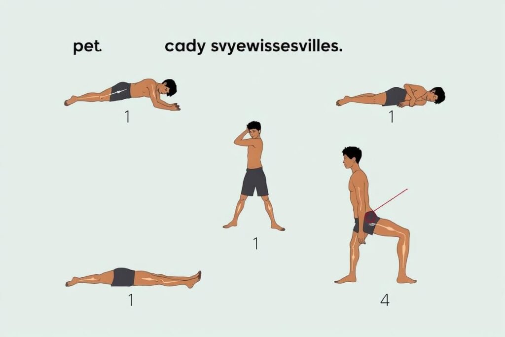Demonstrasi latihan bodyweight dengan posisi plank dan squat