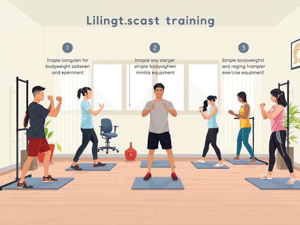 Ilustrasi circuit training ringan dengan beberapa pos latihan