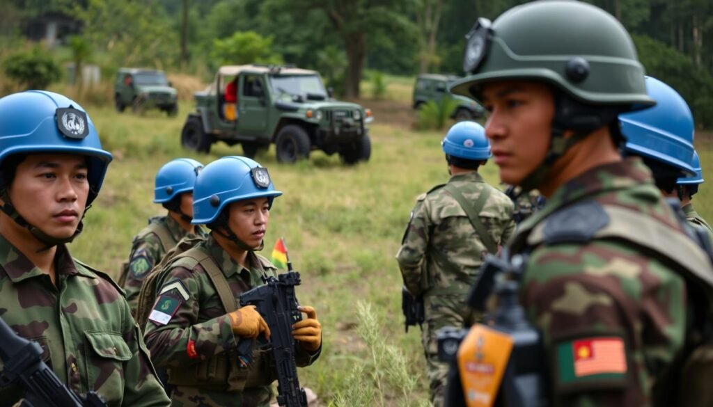 Simulasi latihan bersama pasukan perdamaian negara-negara ASEAN Simulasi latihan bersama pasukan perdamaian negara-negara ASEAN
